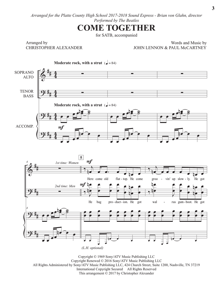 Come Together Come Together 4-Part scores gallery preview page 3