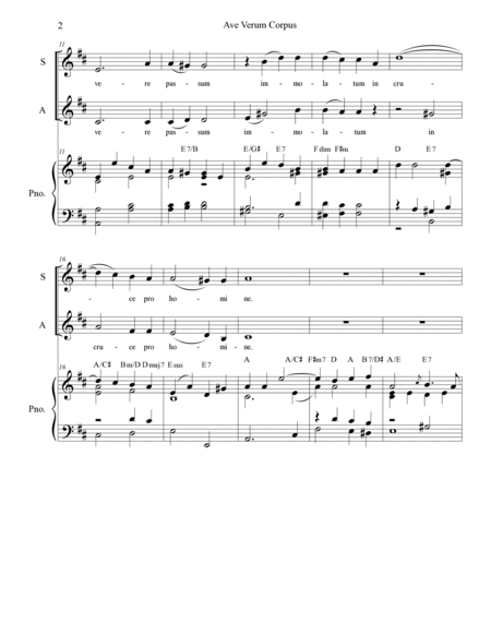 Ave Verum Corpus (2-part choir (SA) - Piano Accompaniment) image number null