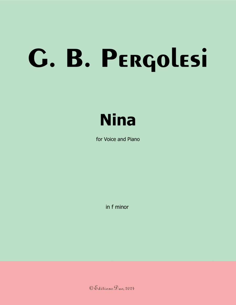 Nina, by Pergolesi, in f minor Voice scores gallery preview page 1