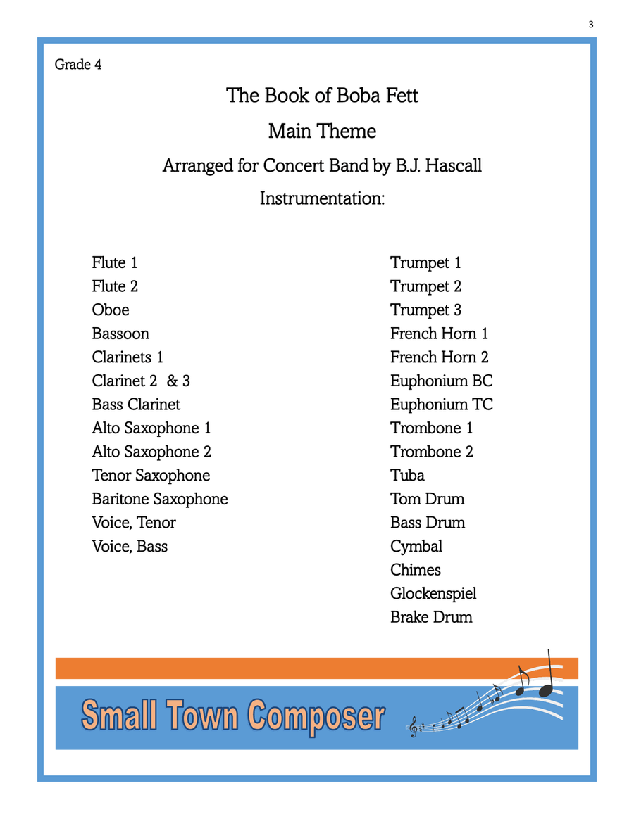 The Book Of Boba Fett Main Title Theme Concert Band scores gallery preview page 3