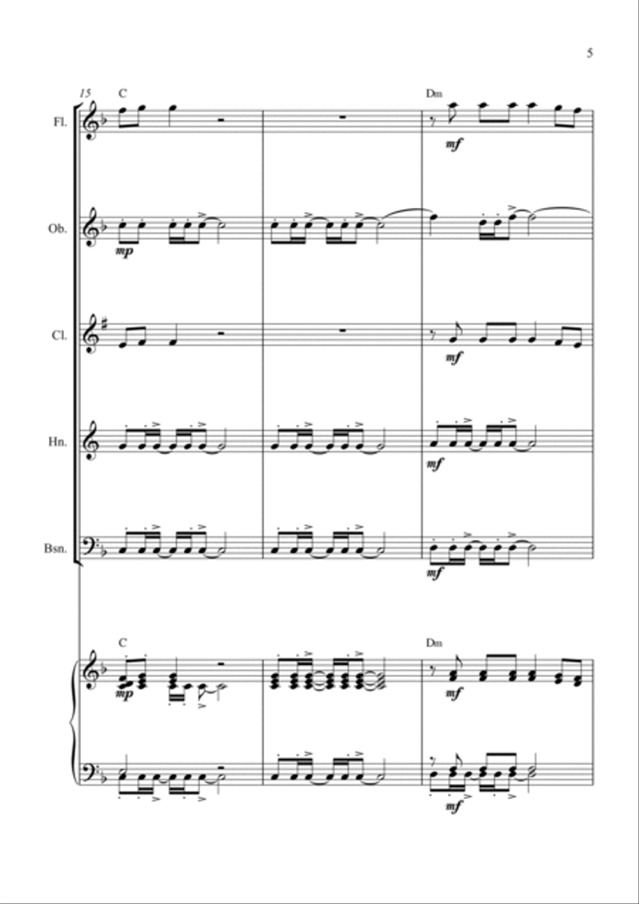 Lay All Your Love On Me Woodwind Quintet scores gallery preview page 5