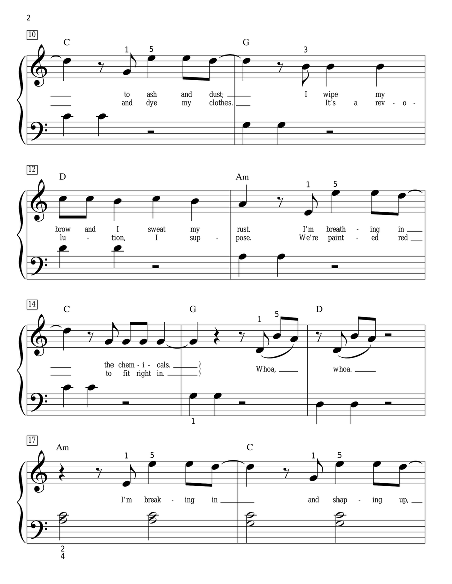 Radioactive (arr. Phillip Keveren) Easy Piano scores gallery preview page 2