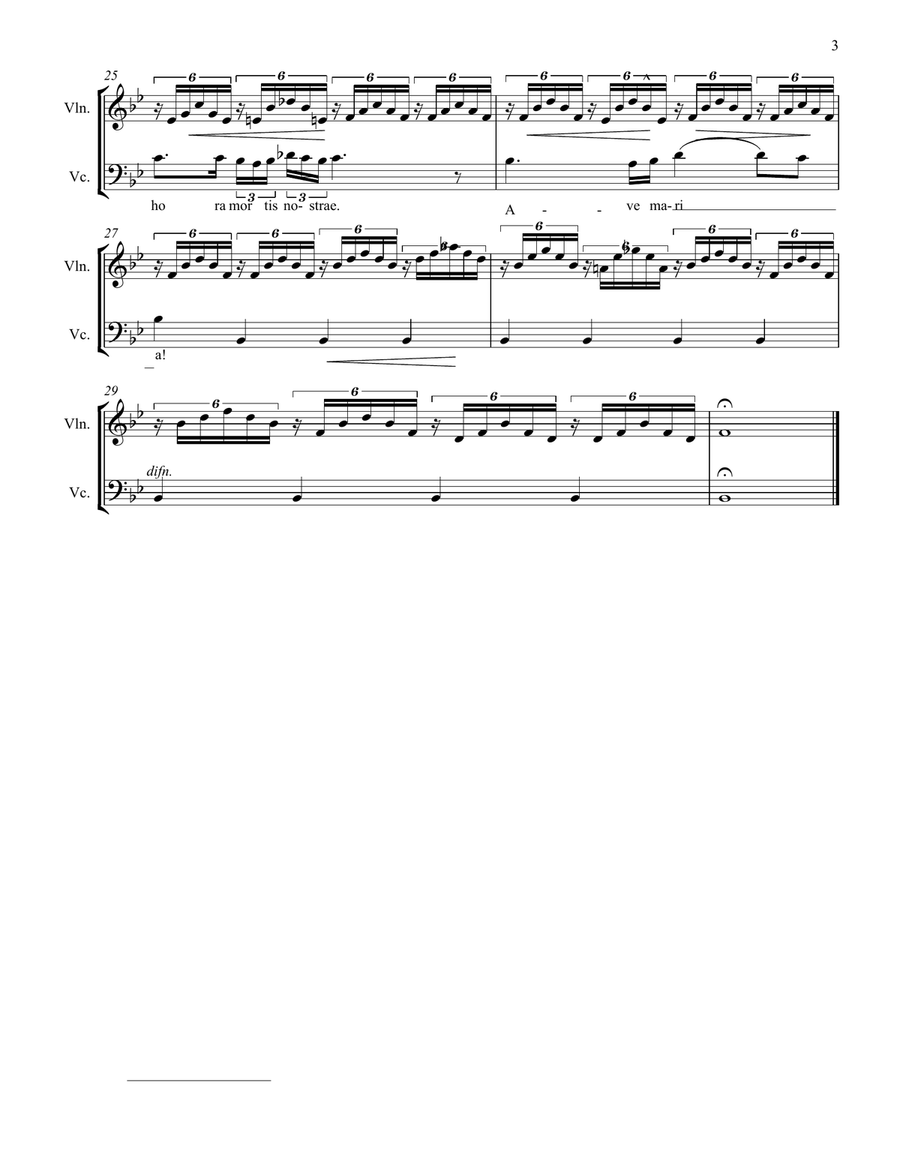 Ave Maria arranged for violin & cello String Duet scores gallery preview page 3