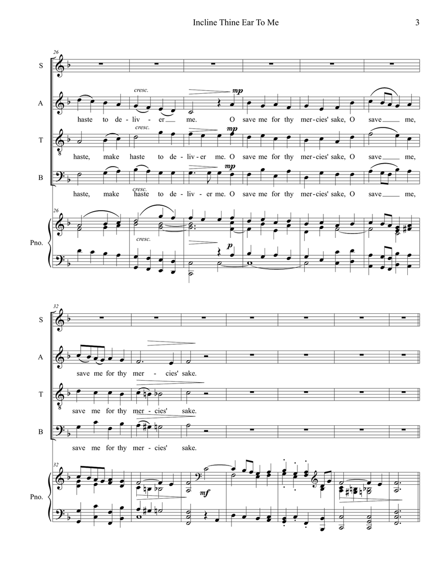 Incline thine Ear To Me 4-Part scores gallery preview page 3