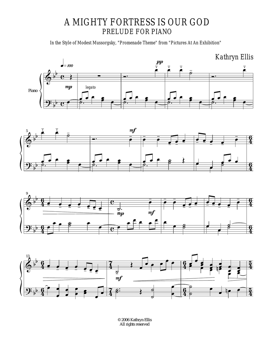 A Mighty Fortress is Our God Piano Solo scores gallery preview page 1
