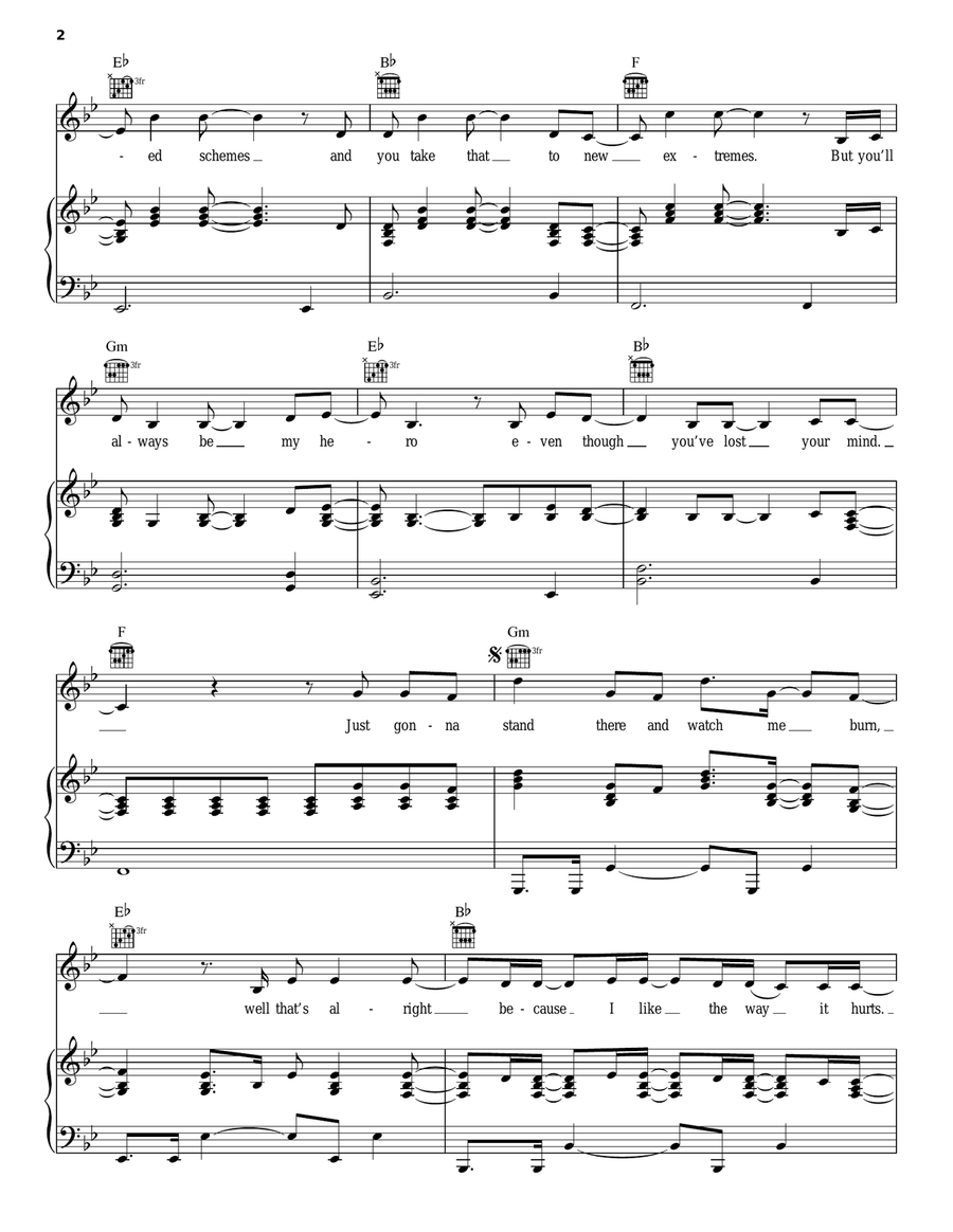 Love The Way You Lie, Pt. 2 Piano, Vocal, Guitar scores gallery preview page 2