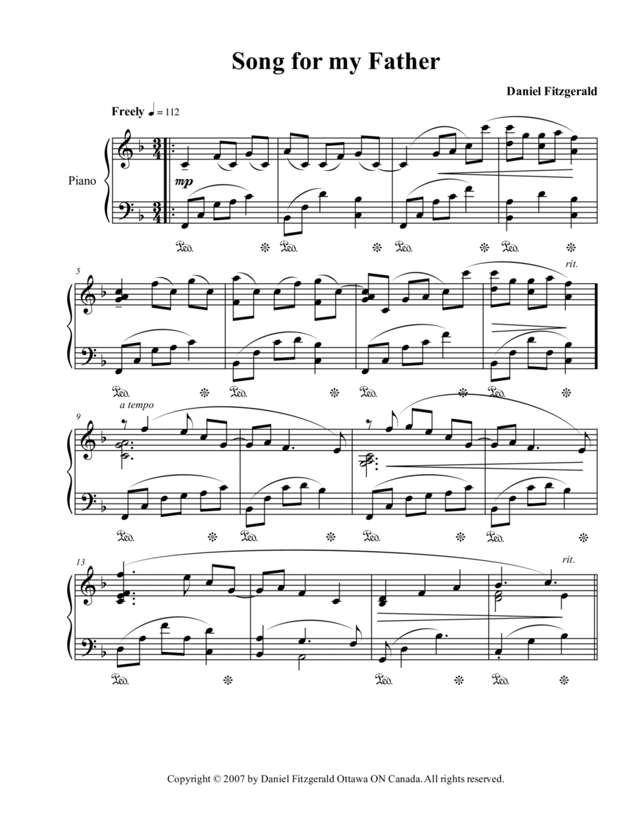 Song For My Father Piano Solo scores gallery preview page 1