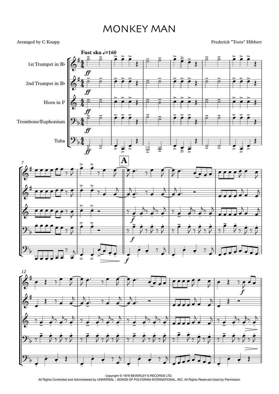 Monkey Man Monkey Man Brass Ensemble scores gallery preview page 1