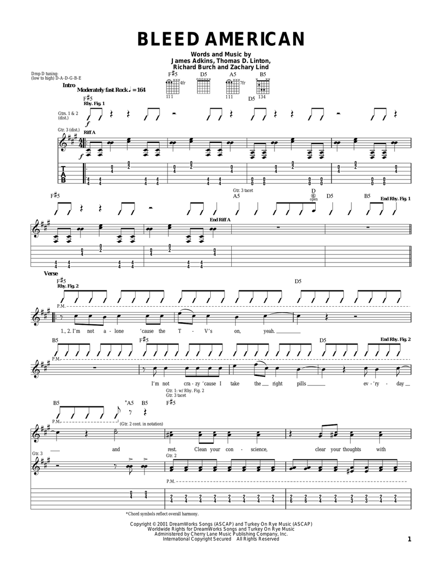 Bleed American Bleed American Acoustic Guitar scores gallery preview page 1