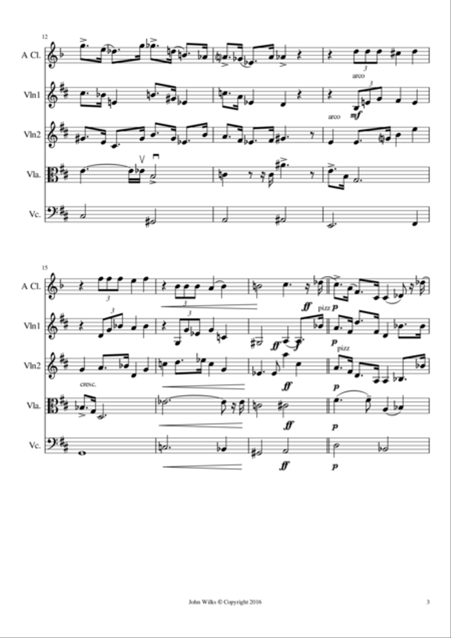 March Humoresque - Clarinet quintet Clarinet Quintet scores gallery preview page 3