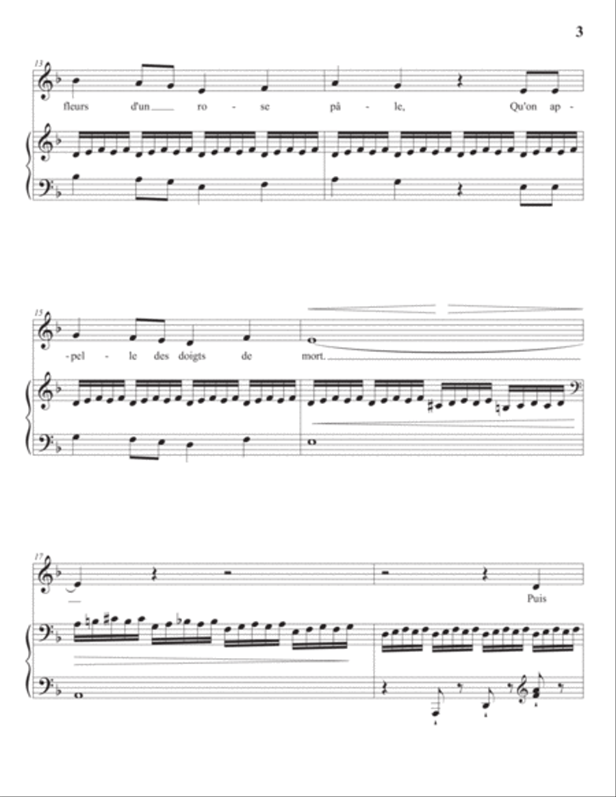 SAINT-SAËNS: La mort d'Ophélie (transposed to D minor) Voice scores gallery preview page 4