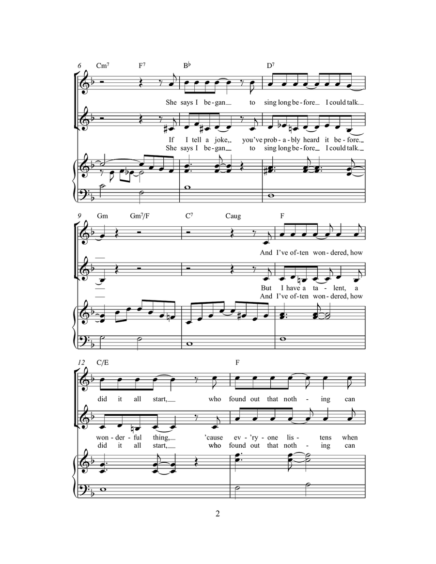 Thank You For The Music (arr. Rick Hein) 2-Part scores gallery preview page 2