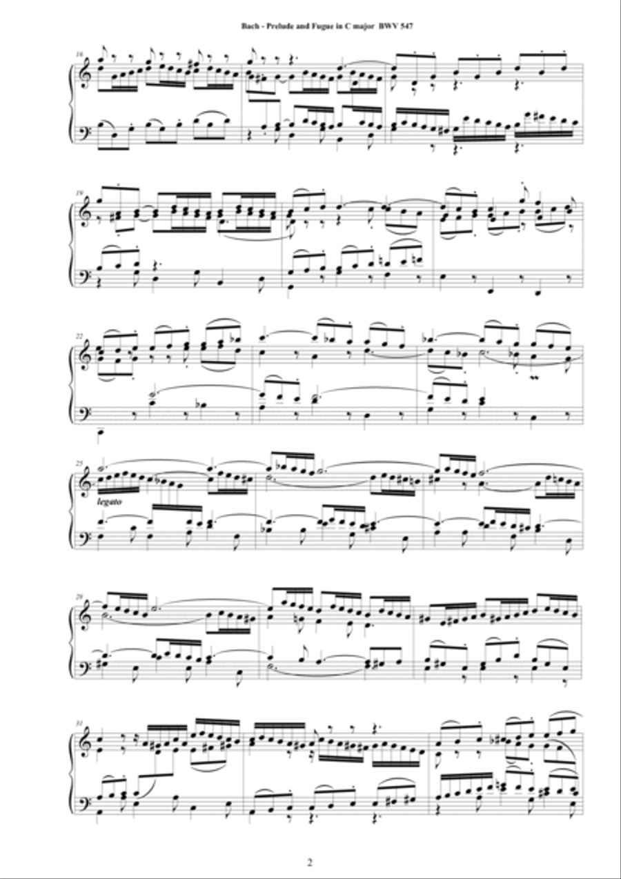 Bach - Prelude and Fugue in C major BWV 547 for Piano Piano Solo scores gallery preview page 2