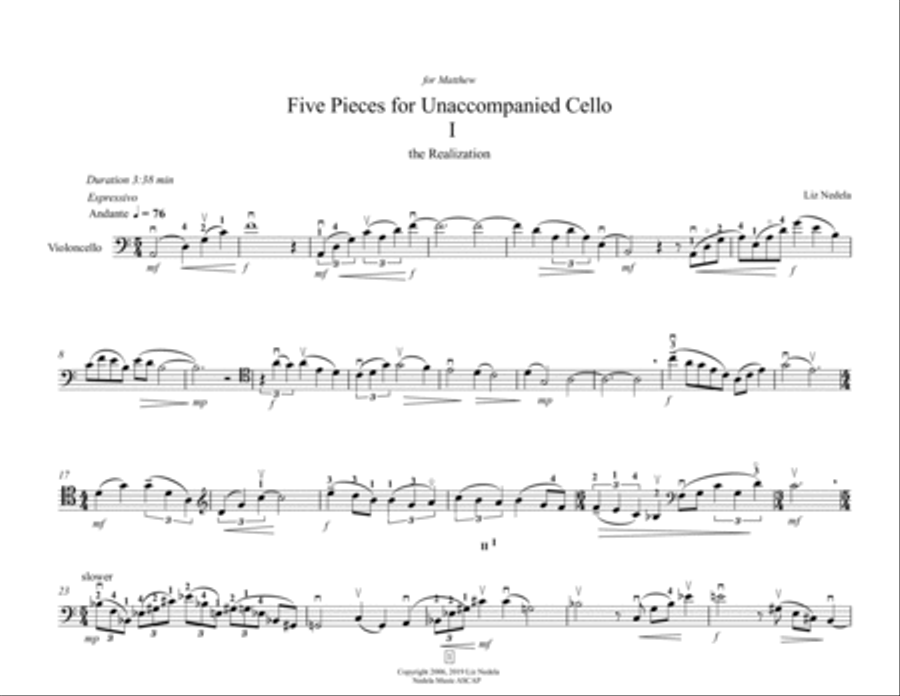Five Pieces for Unaccompanied Cello Cello Solo scores gallery preview page 4