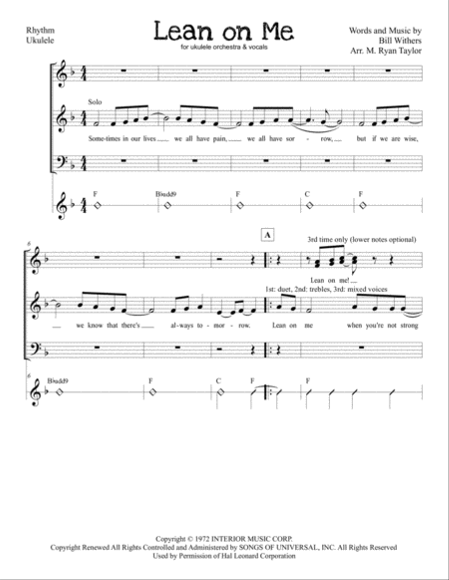 Lean On Me Bass Guitar scores gallery preview page 1