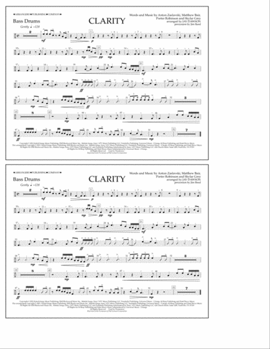 Clarity - Bass Drums Marching Band scores gallery preview page 1