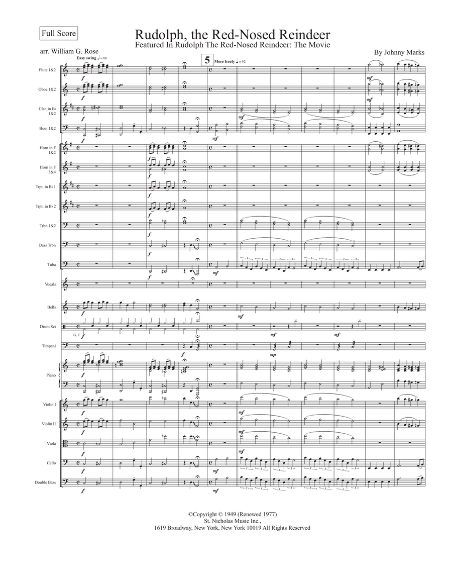Rudolph The Red-Nosed Reindeer Full Orchestra scores gallery preview page 1