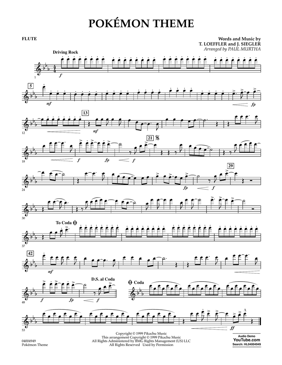 Pokemon Theme - Flute Concert Band scores gallery preview page 1