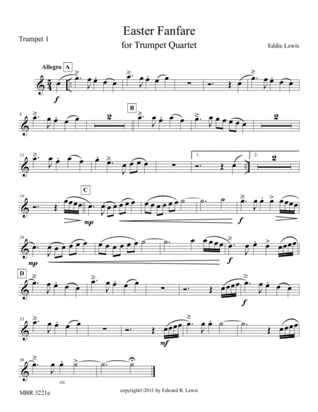 Easter Fanfare for Trumpet Quartet by Eddie Lewis image number null