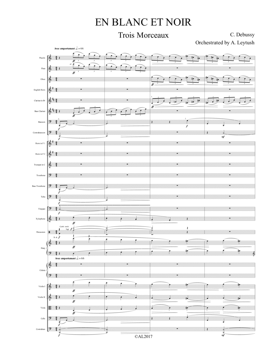 Debussy - "En Blanc et Noir", Orchestra Suite, orchestrated by Leytush, SCORE & PARTS
