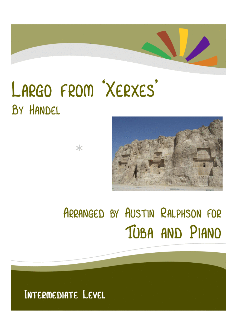 Largo from 'Xerxes' (Handel) - tuba and piano with FREE BACKING TRACK Piano scores gallery preview page 1