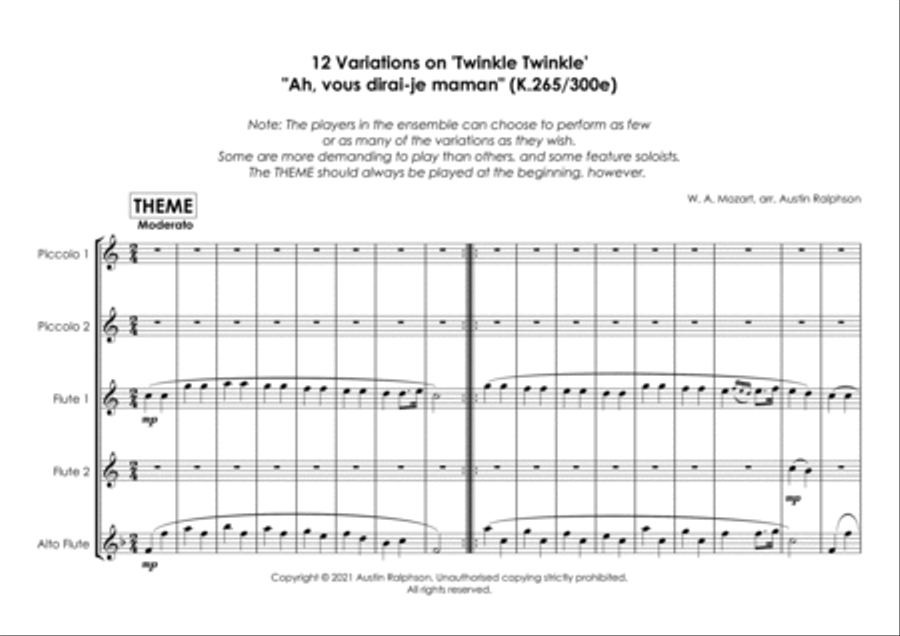 12 Variations on ’Twinkle Twinkle Little Star’ 
