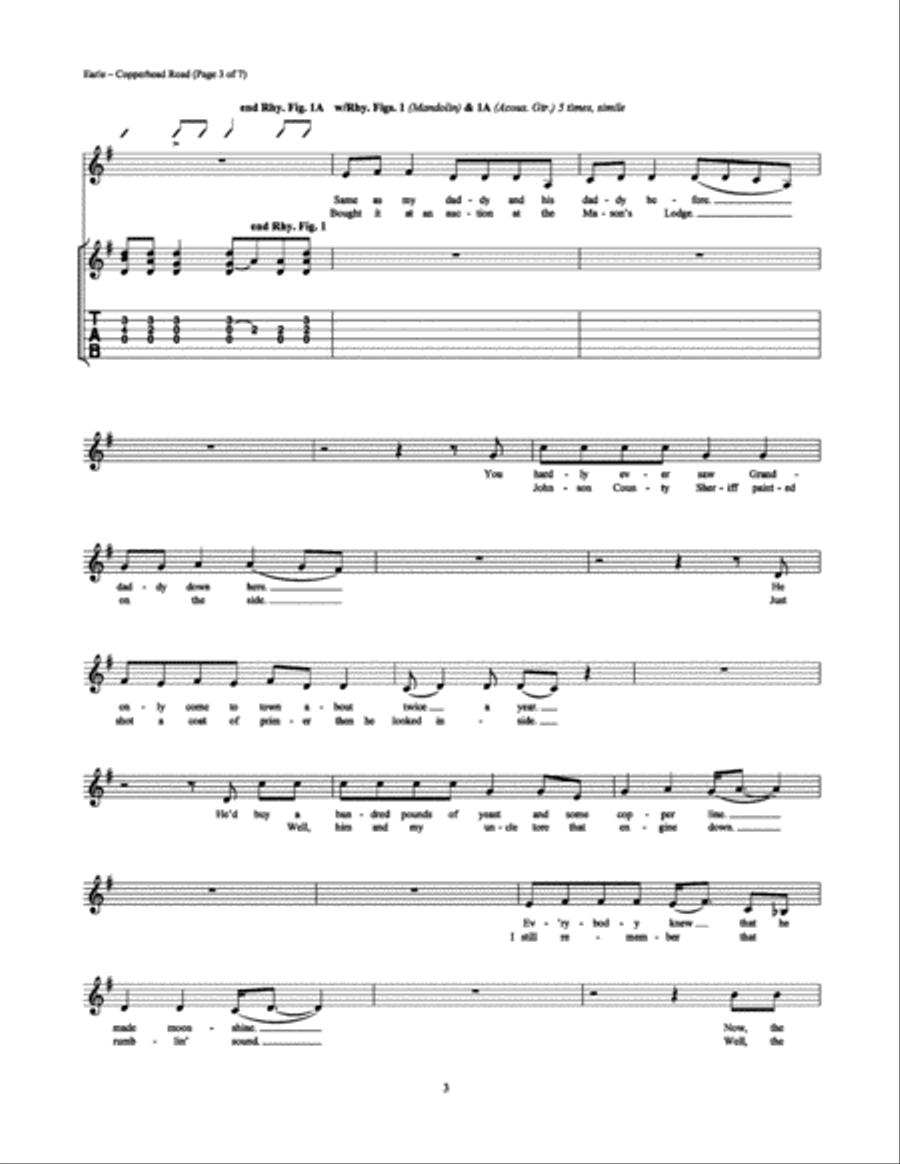 Copperhead Road Electric Guitar scores gallery preview page 3
