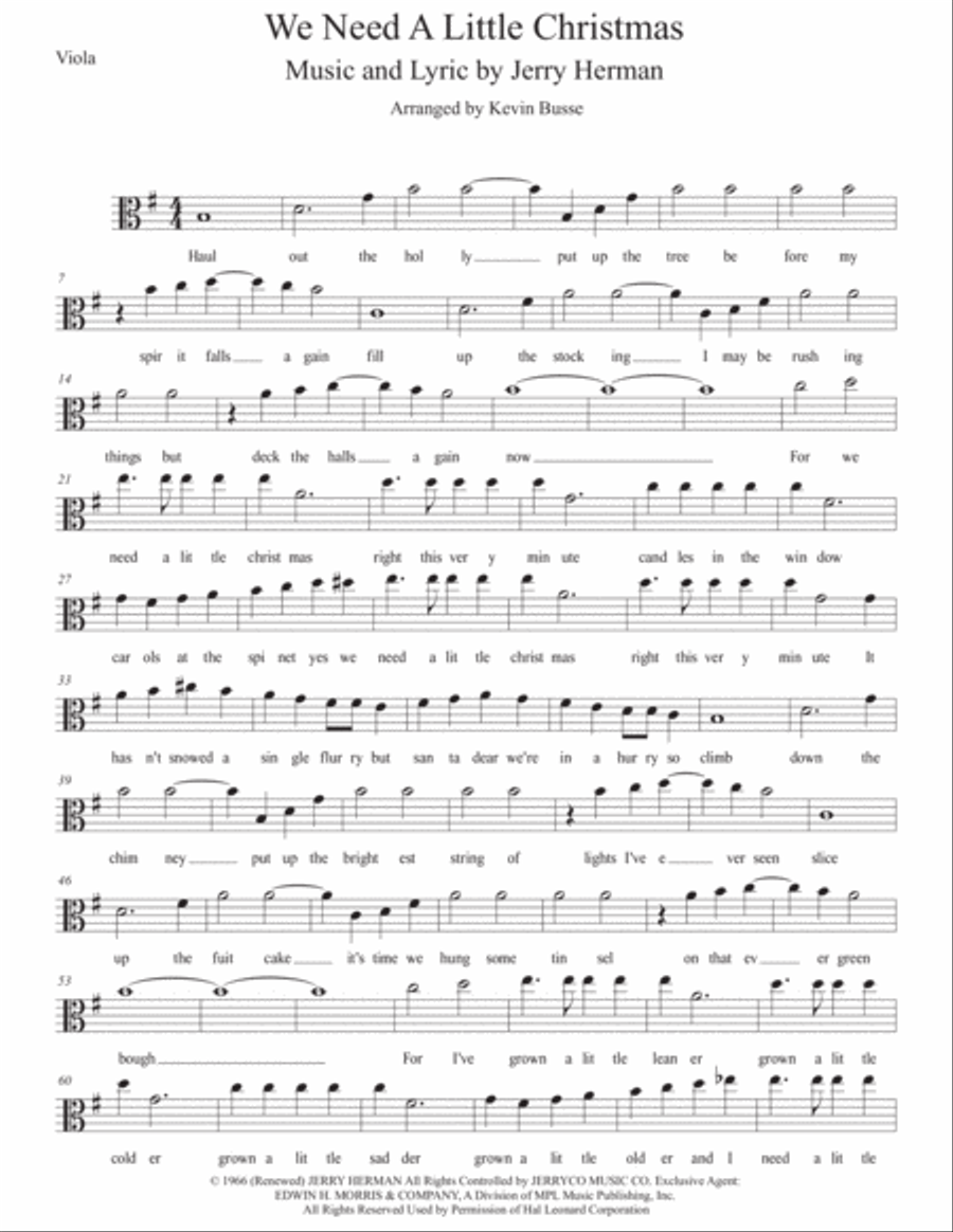 We Need A Little Christmas Viola Solo scores gallery preview page 1