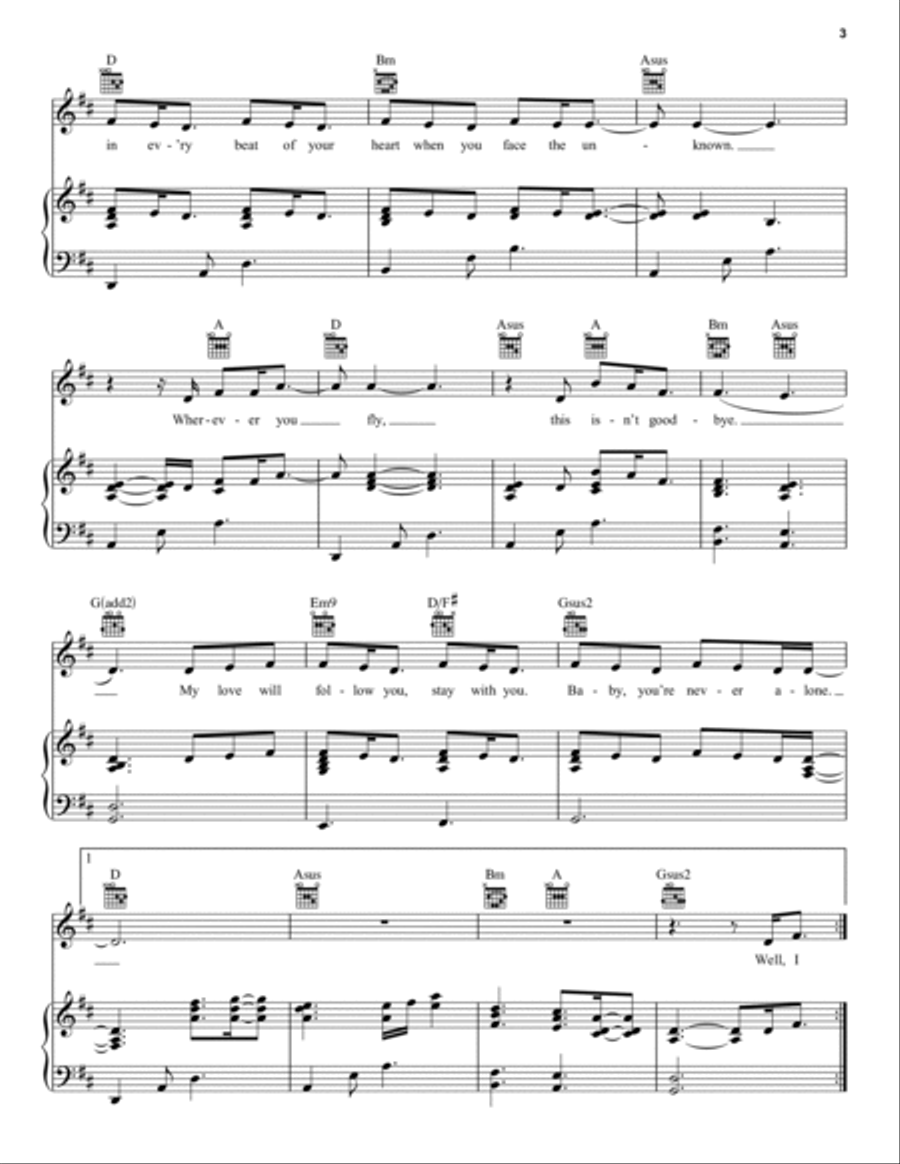 Never Alone (feat. Lady A) Piano, Vocal, Guitar scores gallery preview page 3