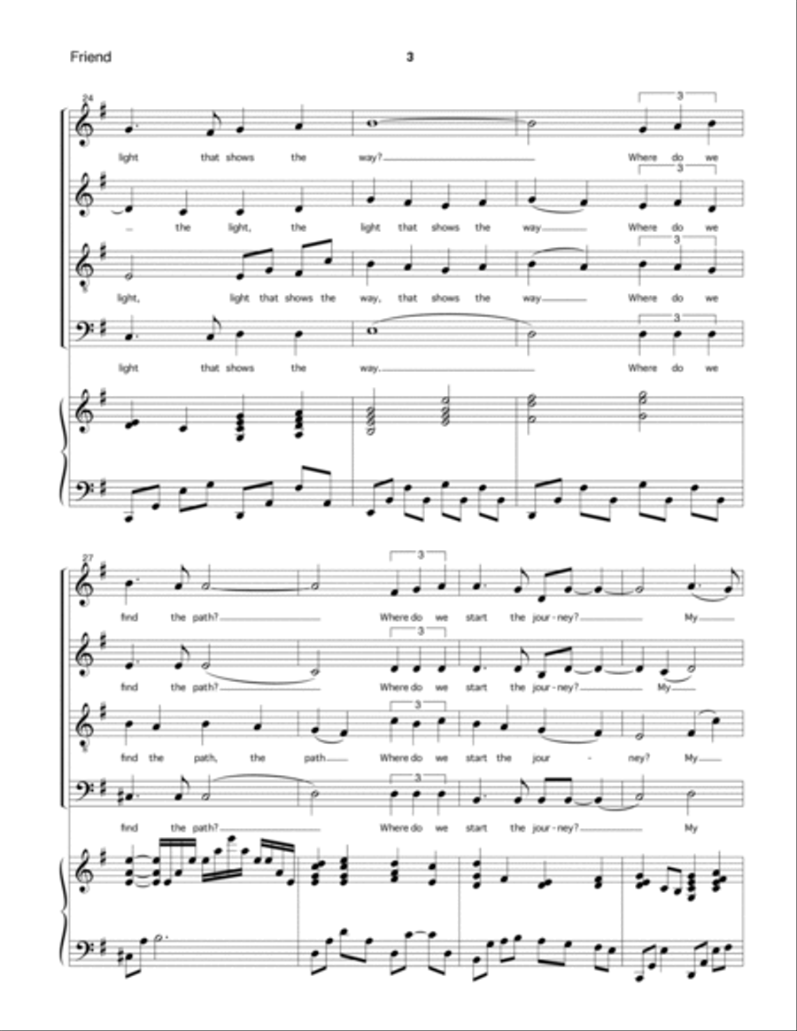 Friend (SATB with piano) 4-Part scores gallery preview page 3
