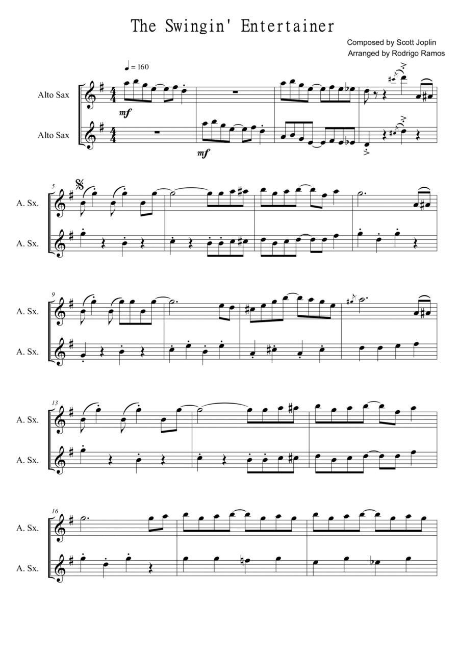 The Entertainer Woodwind Duet scores gallery preview page 1