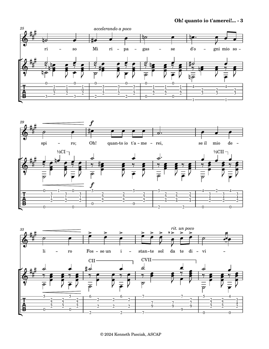 Oh quanto io t'amerei (for Voice and Guitar) Chamber Music scores gallery preview page 5