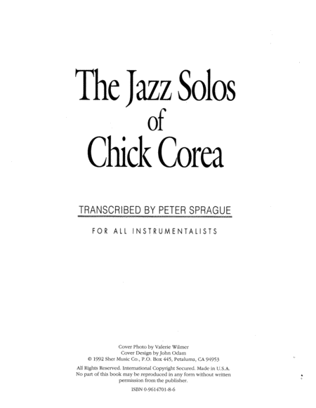 Jazz Solos Of Chick Corea