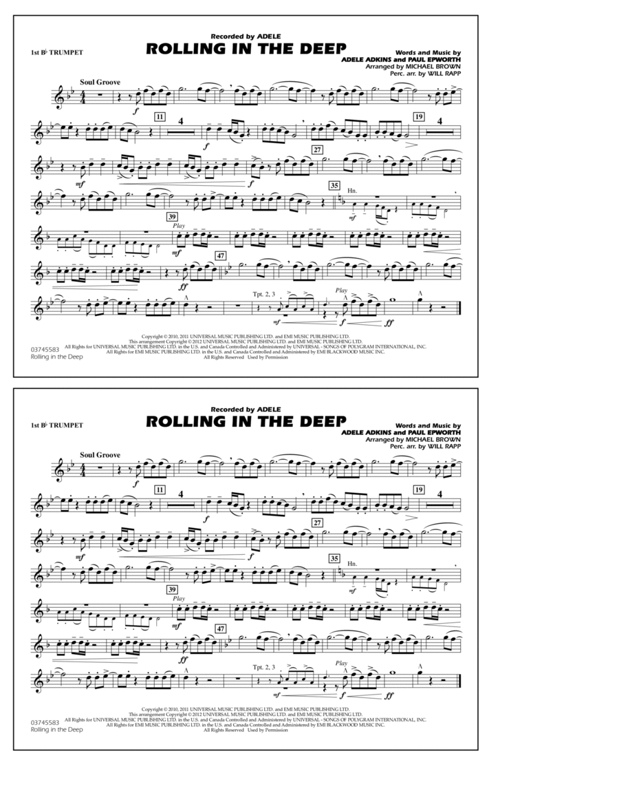 Rolling In The Deep - 1st Bb Trumpet Marching Band scores gallery preview page 1
