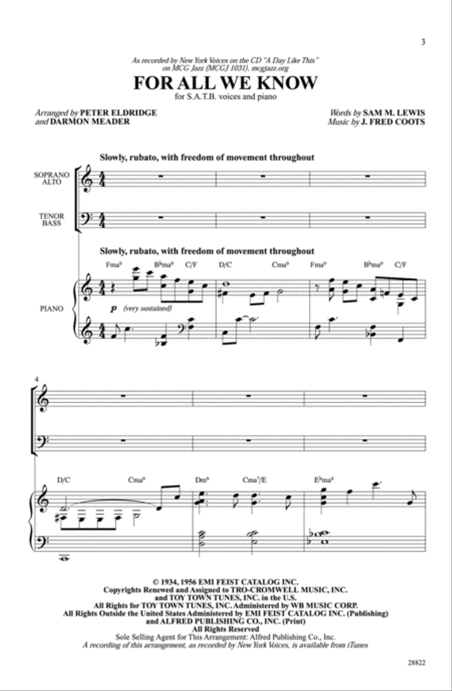 For All We Know 4-Part scores gallery preview page 2