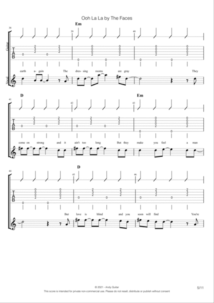Ooh La La Ooh La La Guitar scores gallery preview page 5