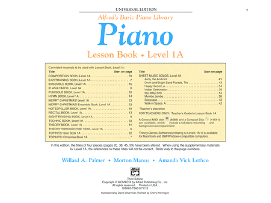 Alfred's Basic Piano Course Lesson Book, Level 1A