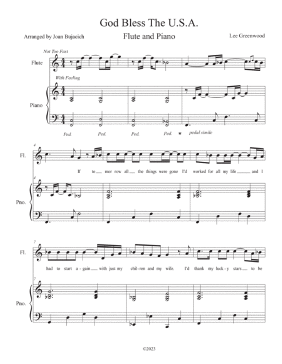 God Bless The U.s.a. Flute scores gallery preview page 2