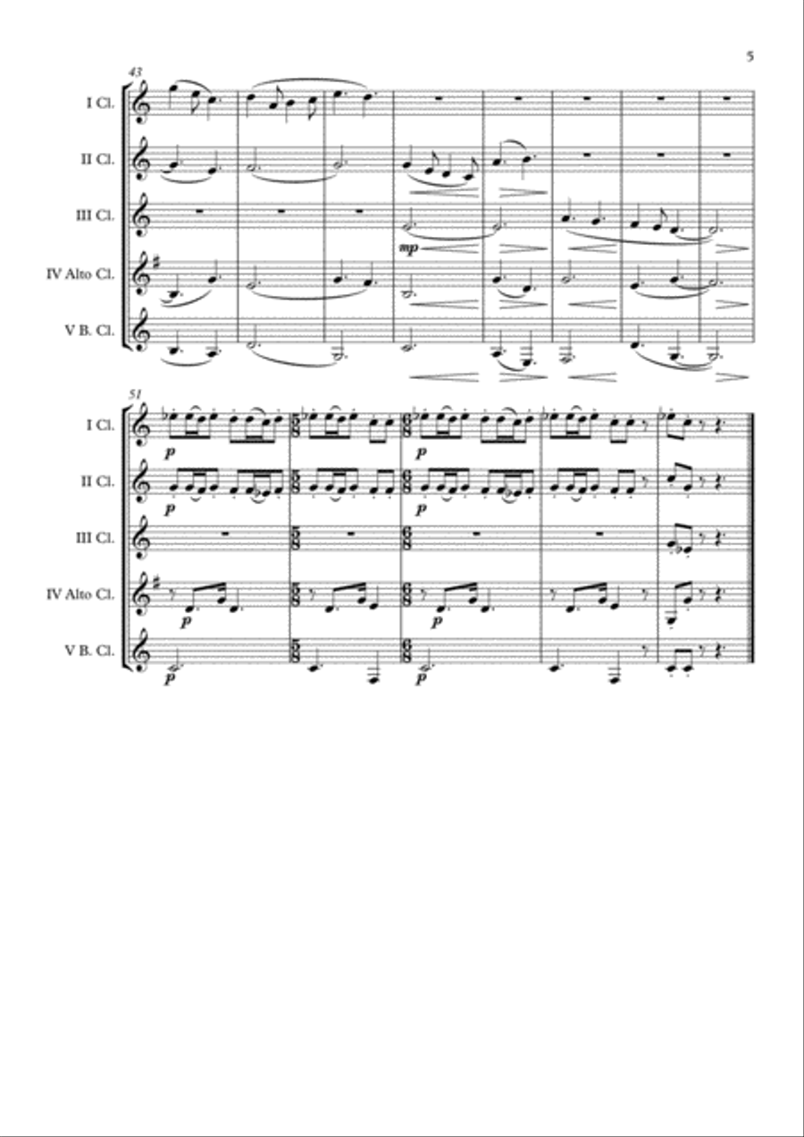 Peter Pan Clarinet Choir scores gallery preview page 6