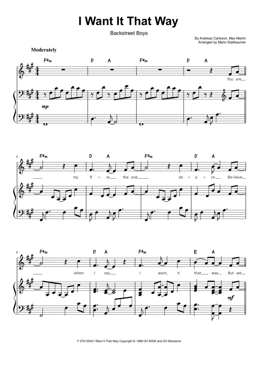I Want It That Way Voice scores gallery preview page 1