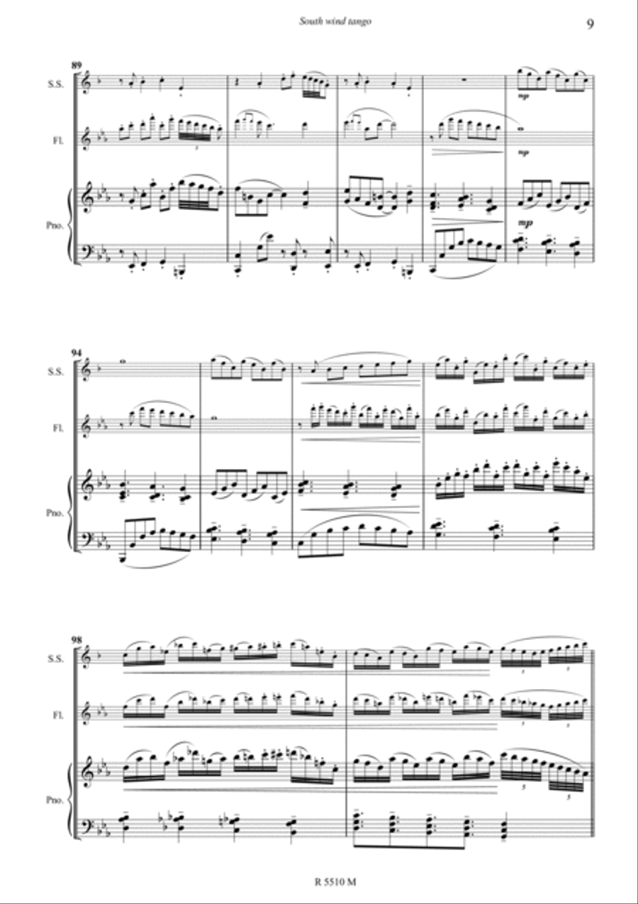 South wind tango pour soprano sax, flûte & piano Soprano Saxophone scores gallery preview page 10