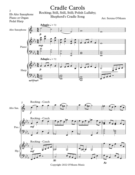 Cradle Carols, Trio for Eb Alto Saxophone, Pedal Harp and Piano image number null