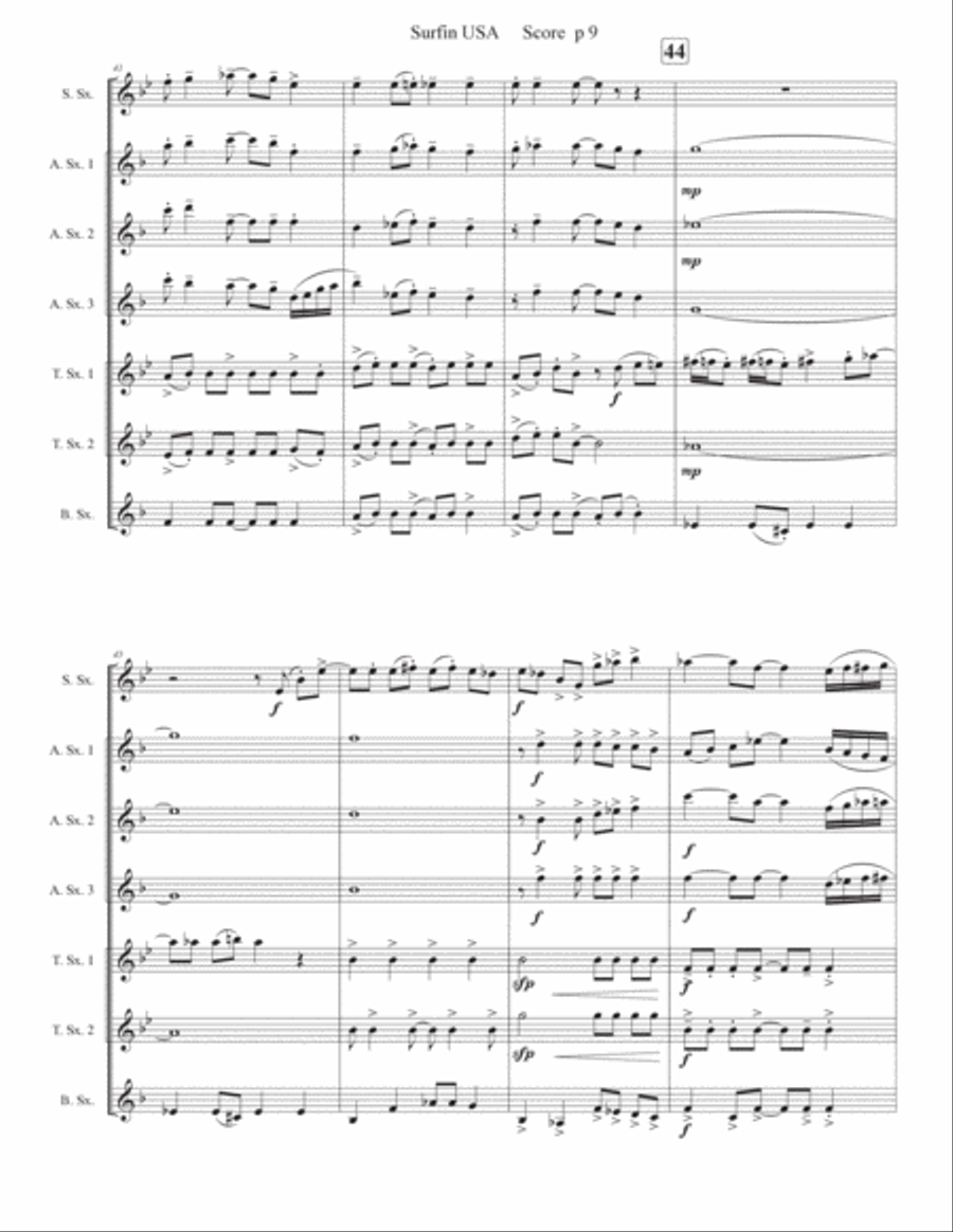 Surfin Usa Surfin Usa Woodwind Quartet scores gallery preview page 6