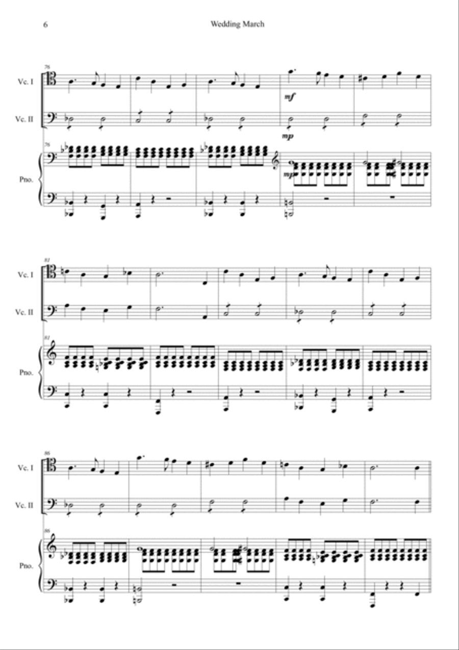 Wedding March Piano Trio scores gallery preview page 6