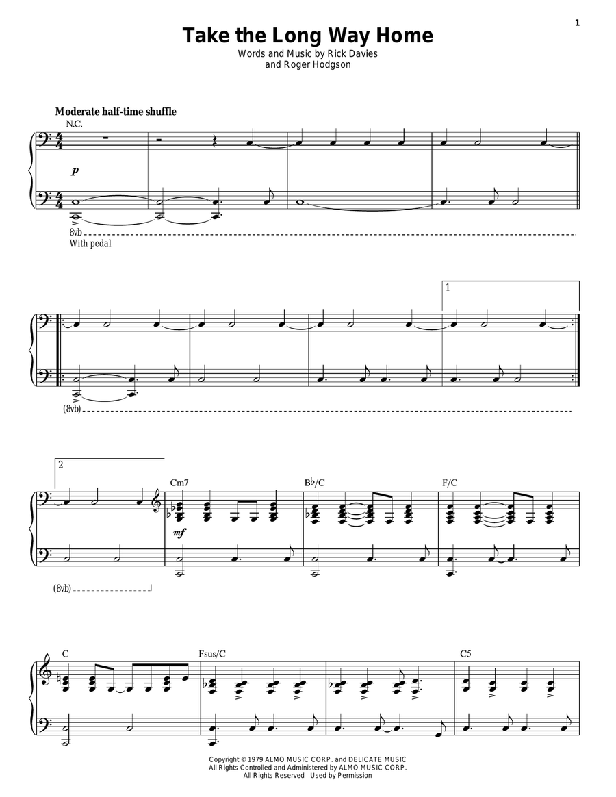 Take The Long Way Home Piano, Vocal scores gallery preview page 1