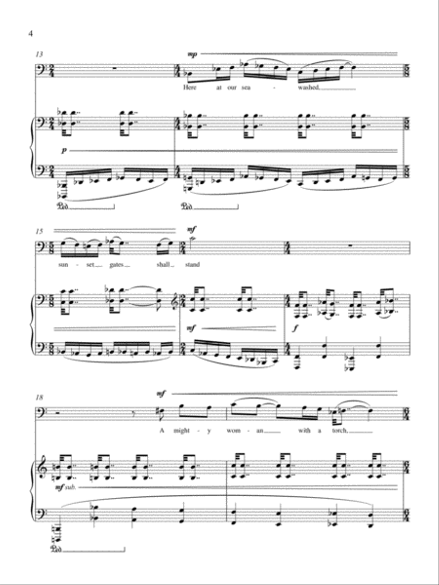 The New Colossus: Setting for Baritone and Piano of the Poem by Emma Lazarus Baritone Voice scores gallery preview page 4