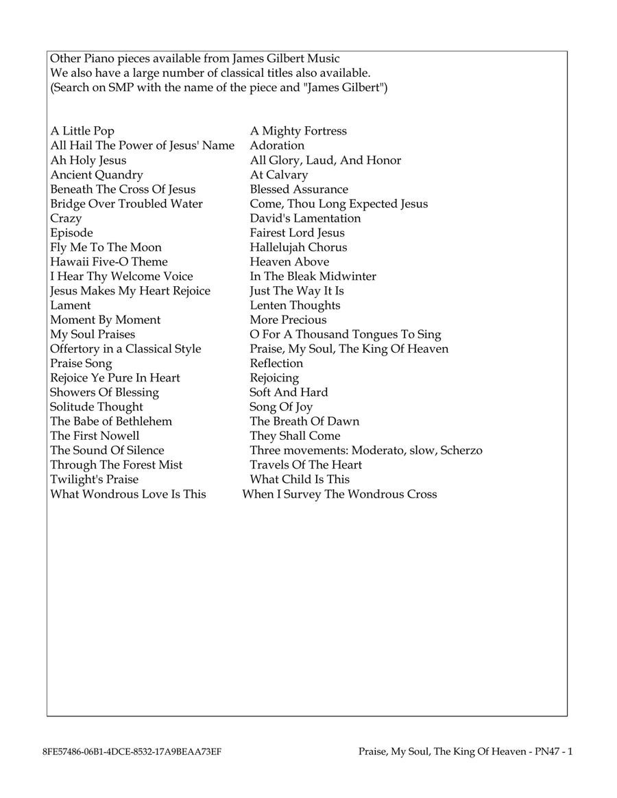 Praise, My Soul, The King Of Heaven Piano Solo scores gallery preview page 2