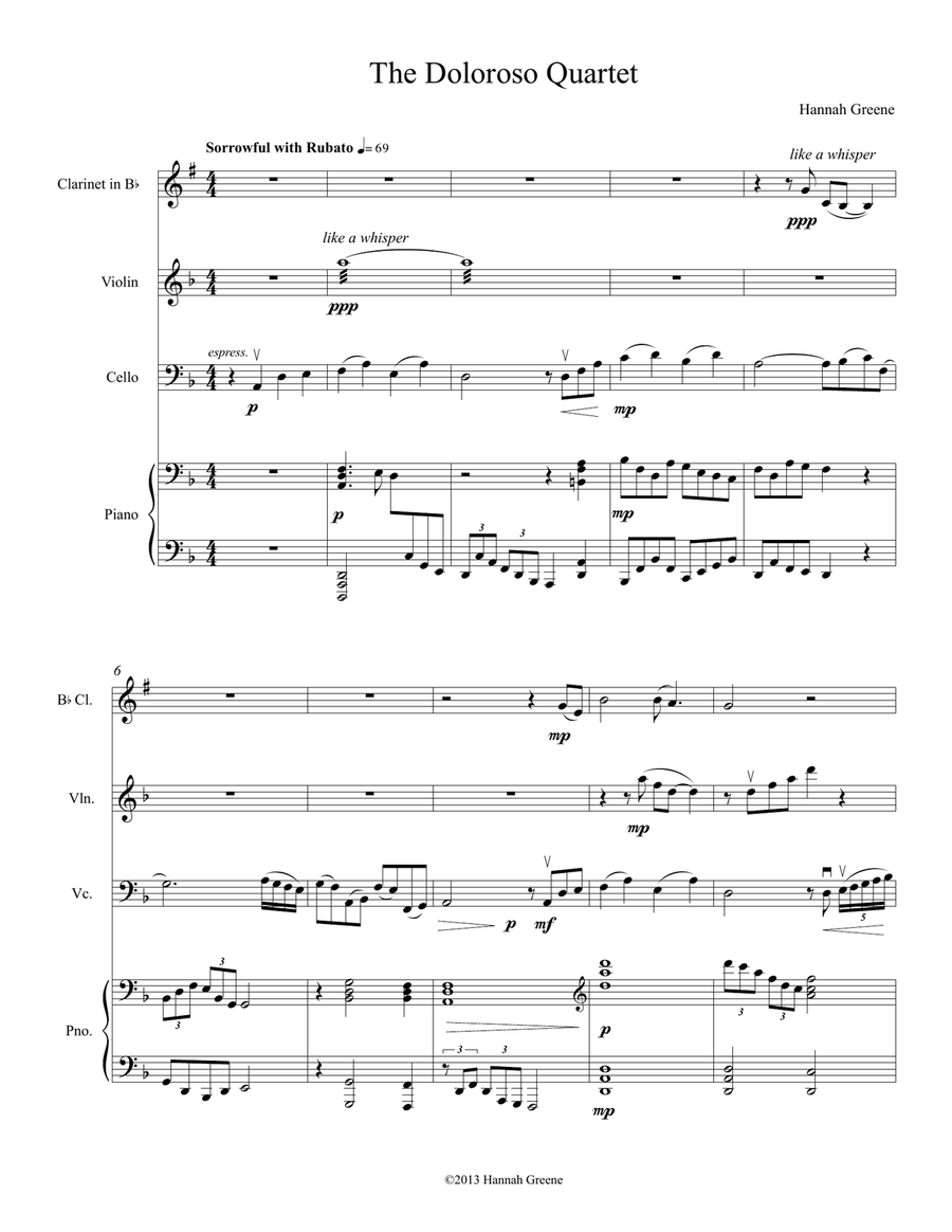 Doloroso Quartet Small Ensemble scores gallery preview page 2