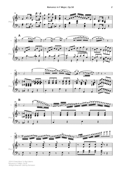 Romance in F Major, Op.50 - Flute and Piano (Full Score and Parts) image number null