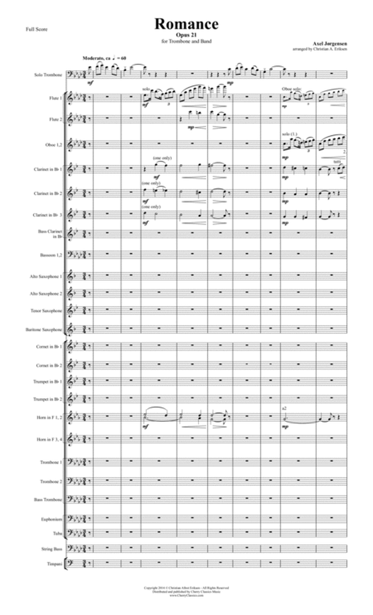 Romance, opus 21 for Trombone and Band